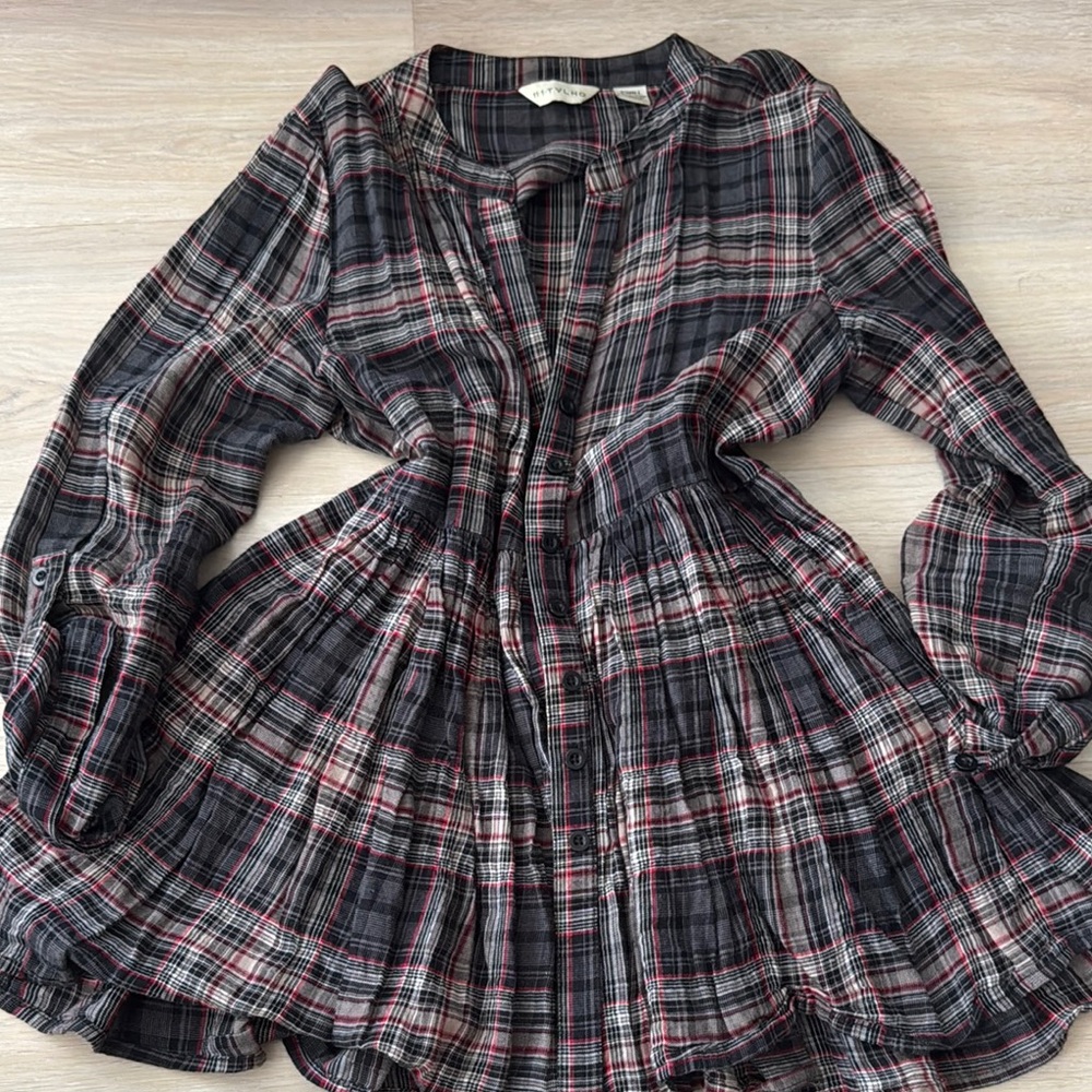 **Plaid Button-Up Women's Top